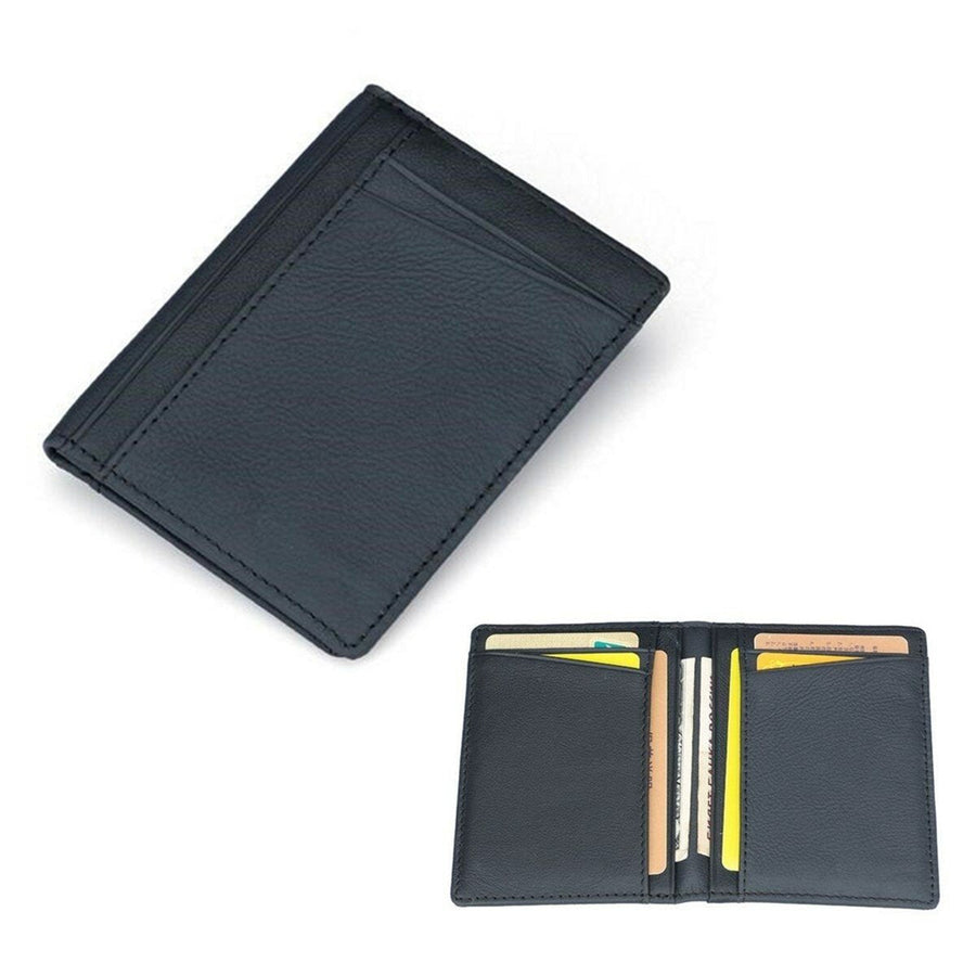 PU Leather Slim Thin Credit Card Holder Mini Money Wallet Men ID Case Wallet Image 1
