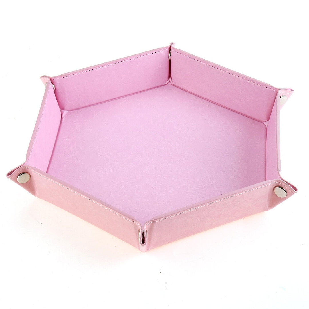 Quadrilateral,Hexagon Board PU Leather Dice Plate Game Gift Storage Tray Muiti-sided Device Polyhedral Dices Image 2