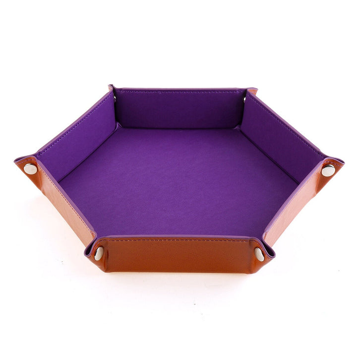 Quadrilateral,Hexagon Board PU Leather Dice Plate Game Gift Storage Tray Muiti-sided Device Polyhedral Dices Image 4