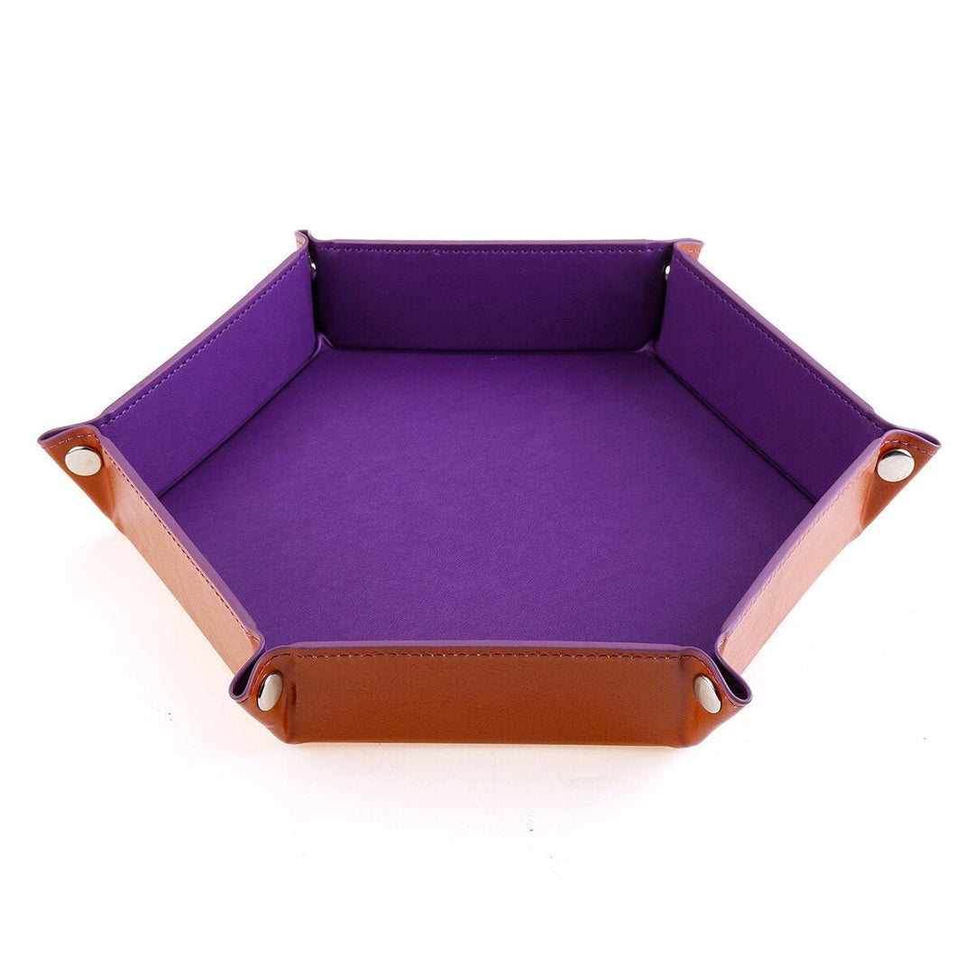 Quadrilateral,Hexagon Board PU Leather Dice Plate Game Gift Storage Tray Muiti-sided Device Polyhedral Dices Image 1