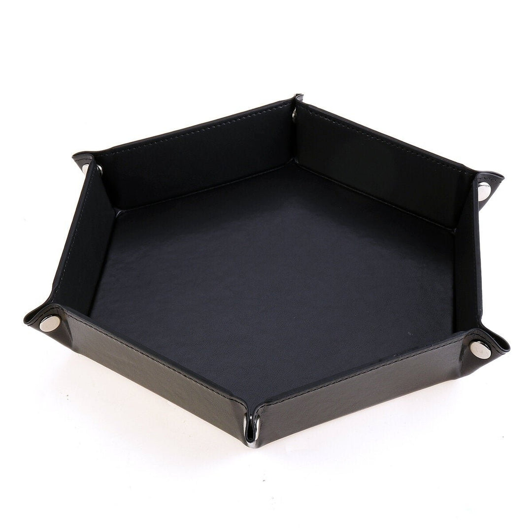 Quadrilateral,Hexagon Board PU Leather Dice Plate Game Gift Storage Tray Muiti-sided Device Polyhedral Dices Image 1