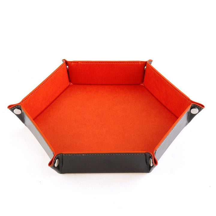 Quadrilateral,Hexagon Board PU Leather Dice Plate Game Gift Storage Tray Muiti-sided Device Polyhedral Dices Image 1