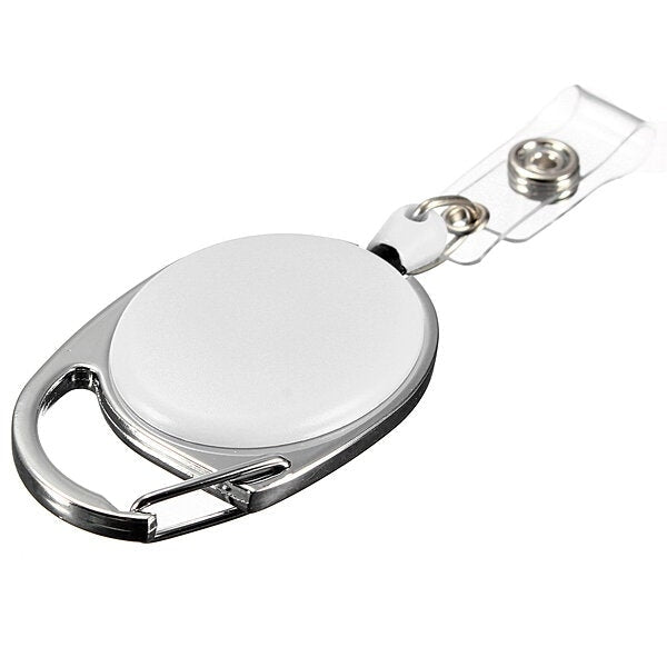 Retractable Reel Keyring Clip Carabiner Recoil Key Ring Chain ID Card Holder Image 1