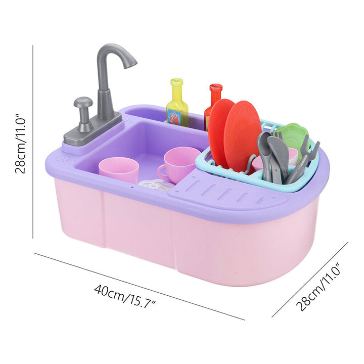 Simulation Kitchen Dishwasher Playing Sink Dishes Pretend Play Set Educational Toy for Kids Gift Image 4