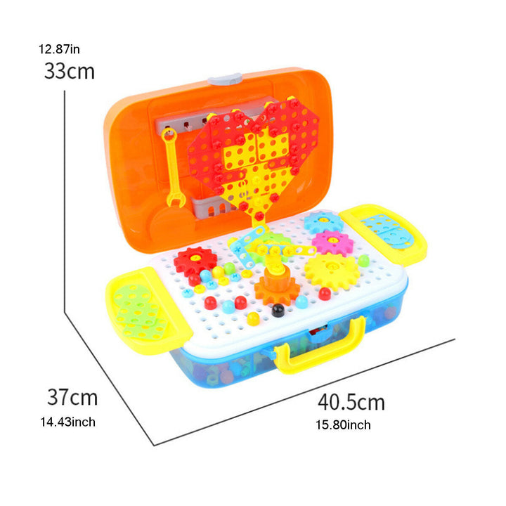 Simulation Montessori DIY Electric Drill Screw Building Blocks Assembly Puzzle Early Educational Toy for Kids Gift Image 4