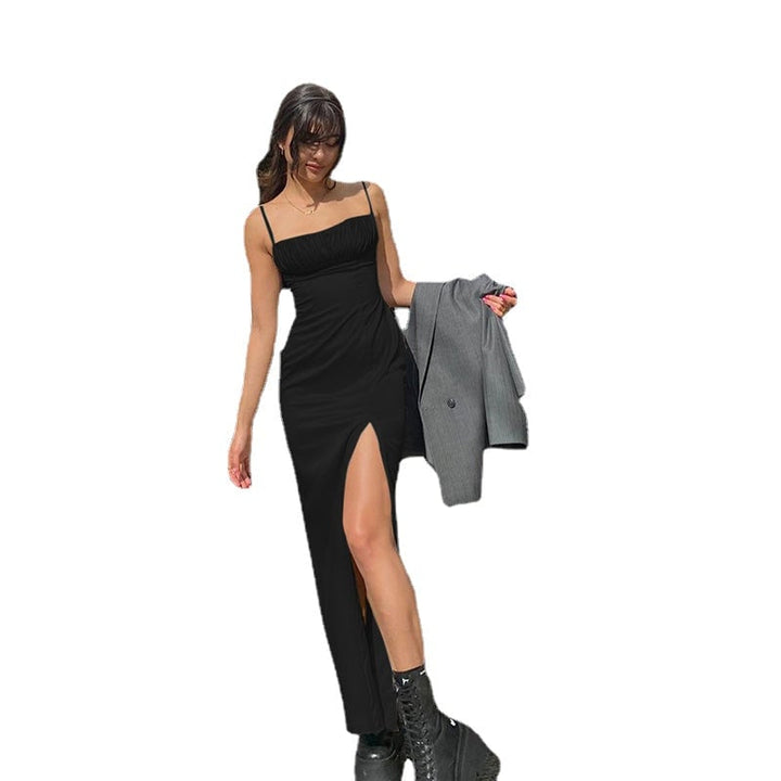 Ruffled Fall/Winter Slim Backless Slip Dress Image 1