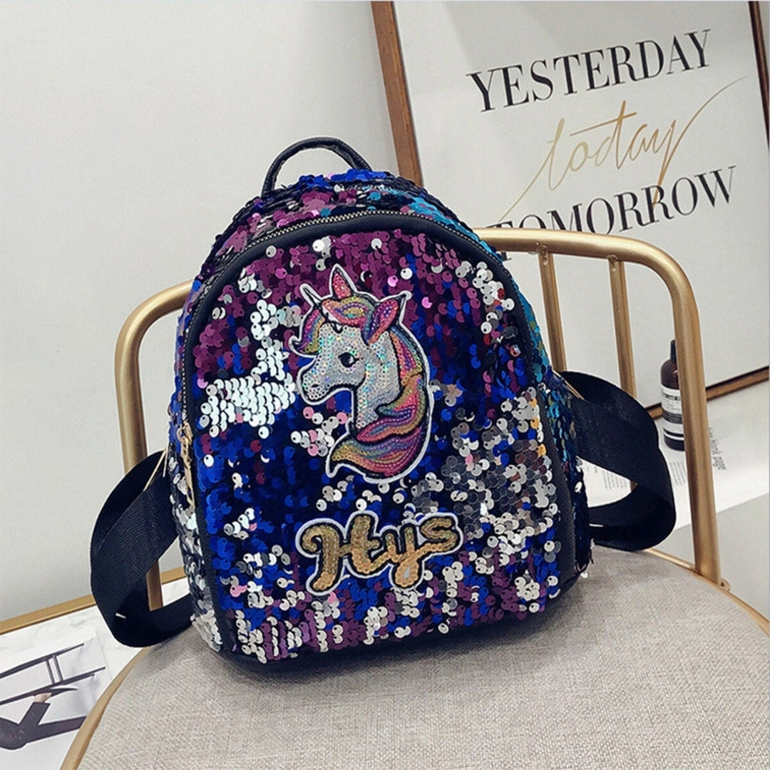 Sequin 3D Unicorn Pattern Backpack School Shopping Bag Rucksack Satchel DTTT Image 4