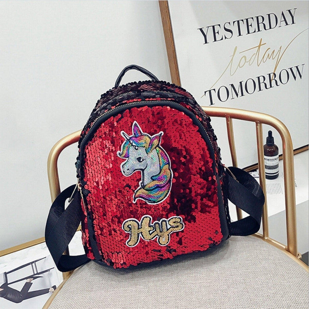 Sequin 3D Unicorn Pattern Backpack School Shopping Bag Rucksack Satchel DTTT Image 8