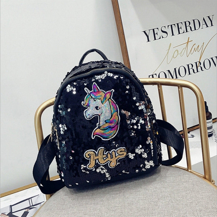 Sequin 3D Unicorn Pattern Backpack School Shopping Bag Rucksack Satchel DTTT Image 9