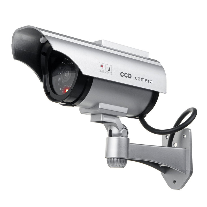 Solar Power Camera CCTV Realistic Dummy Security Cam Blinking Outdoor Image 1
