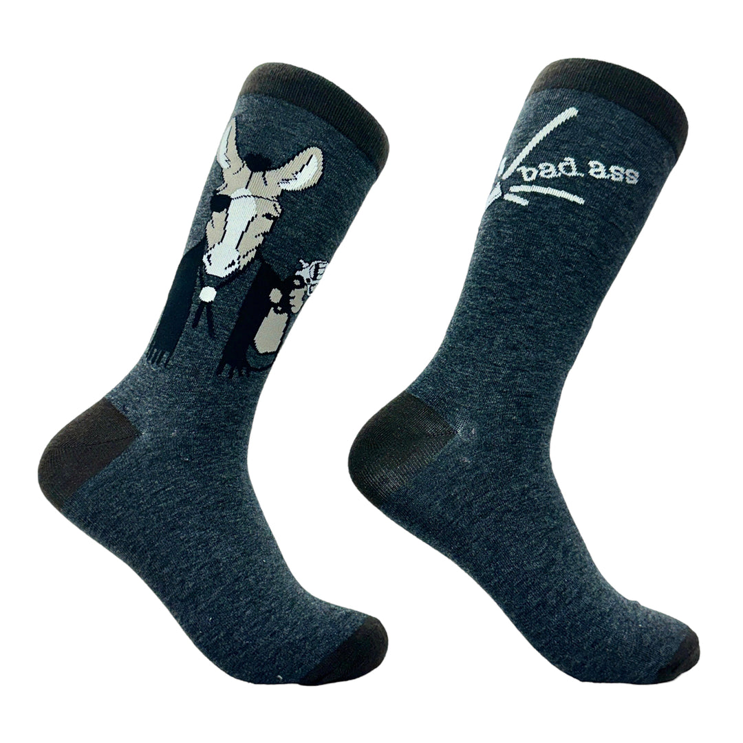 Mens bad a Socks Funny Donkey Jackass Gun Shooting Novelty Footwear Image 1