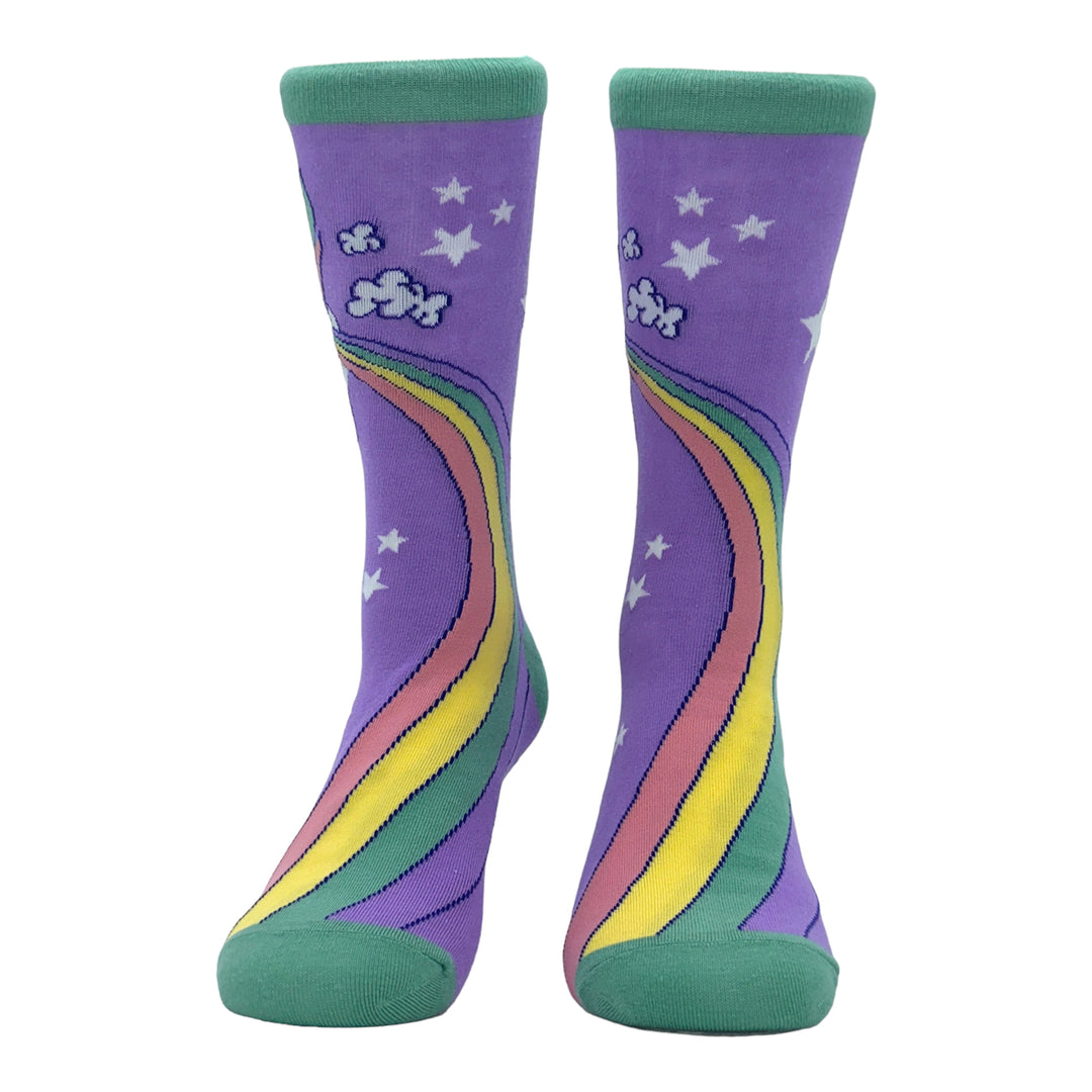 Women's Unicorn Crapping Socks Funny Magical Rainbow Poop Joke Novelty Footwear Image 4