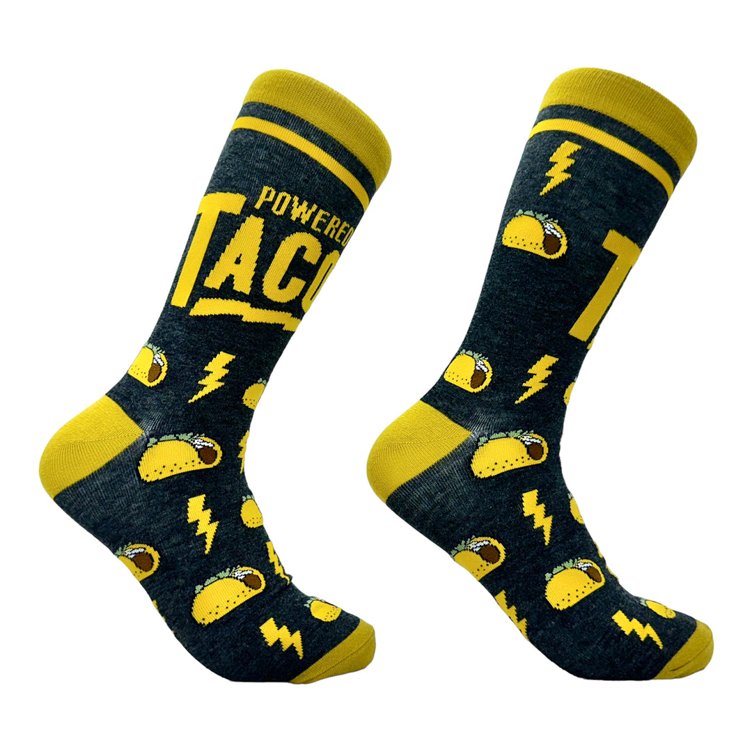 Mens Powered By Tacos Socks Funny Vintage Retro Mexican Food Lovers Footwear Image 1