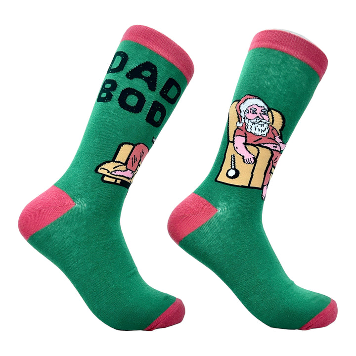 Mens Dad Bod Santa Socks Funny Xmas Drinking Lazy Fat Santa Claus Joke Footwear Image 1