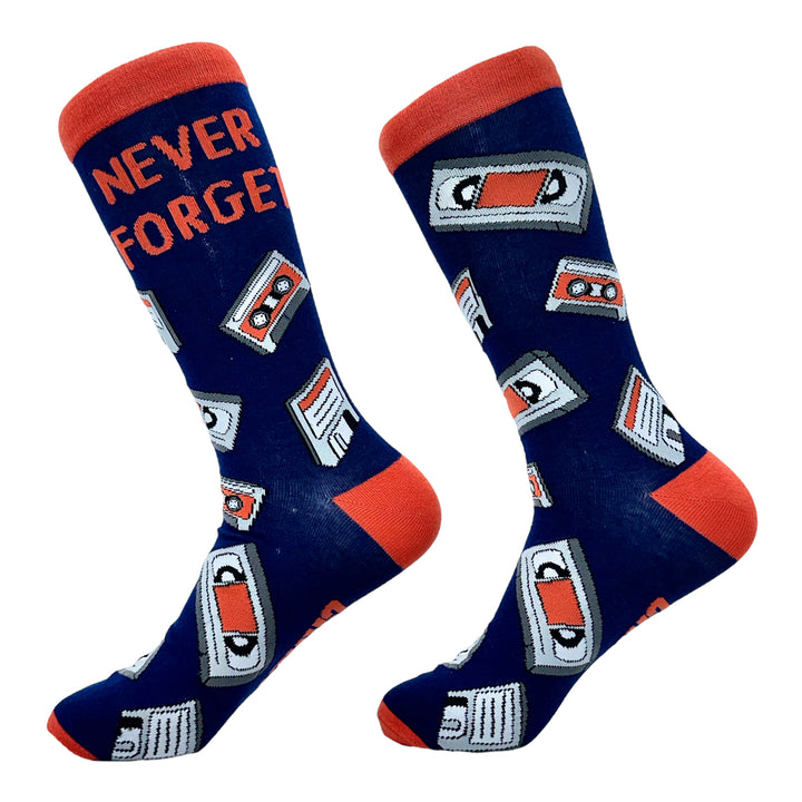 Mens Never Forget Me Socks Funny Retro VHS Tape Floopy Disk Old Tech Joke Footwear Image 2