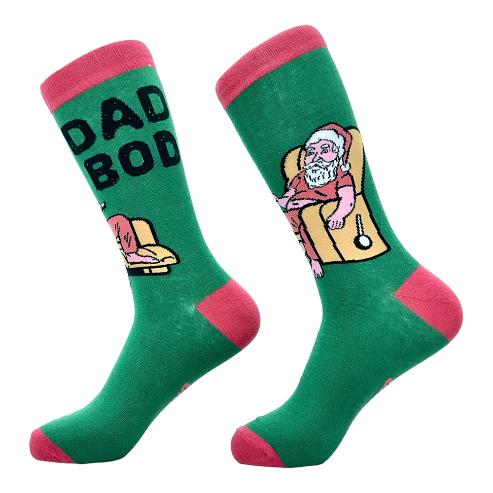 Mens Dad Bod Santa Socks Funny Xmas Drinking Lazy Fat Santa Claus Joke Footwear Image 2