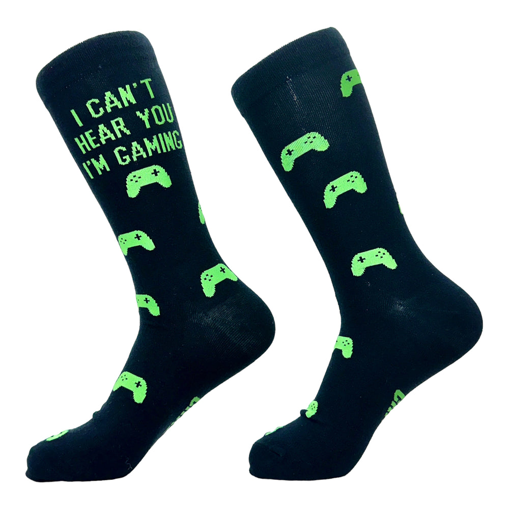 Mens I Cant Hear You Im Gaming Socks Funny Video Gamer Controller Joke Footwear Image 2