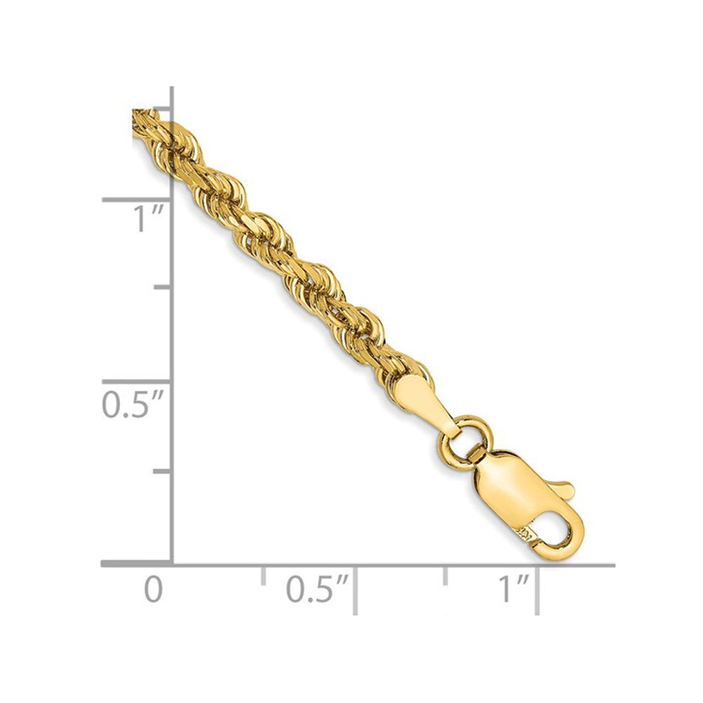 14K Yellow Gold Diamond Cut Rope Chain Bracelet (7 Inches 3.00 mm) Image 2