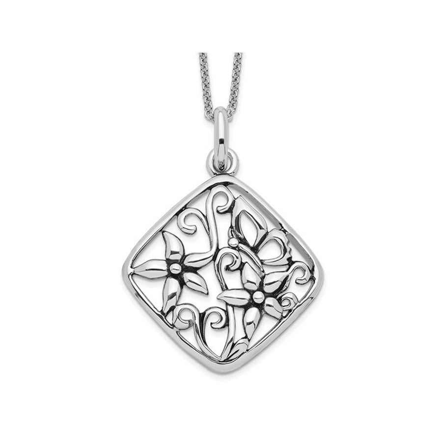 I Appreciate You Mom Pendant Necklace in Antiqued Sterling Silver with Chain Image 1