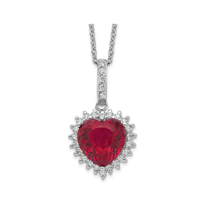 4.75 Carat (ctw) Lab-Created Ruby Heart Pendant Necklace in Sterling Silver with Chain Image 1