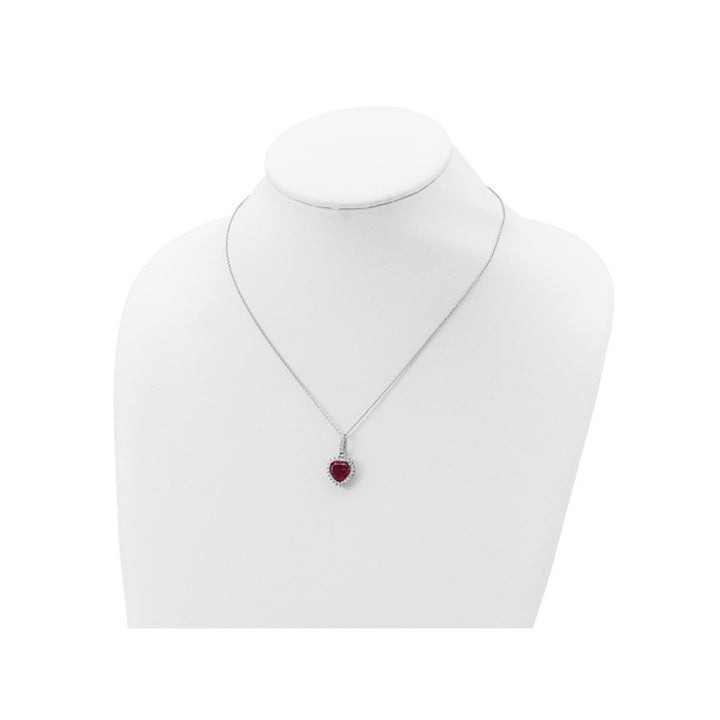 4.75 Carat (ctw) Lab-Created Ruby Heart Pendant Necklace in Sterling Silver with Chain Image 2