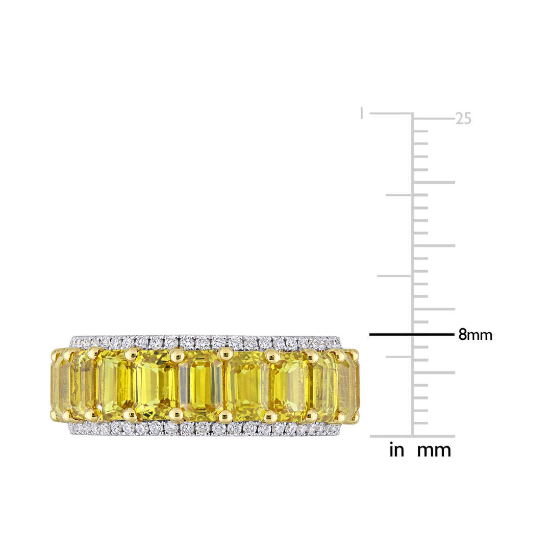 11.20 Carat (ctw) Yellow Sapphire Ring Band with Diamonds in 14K Yellow Gold Image 4