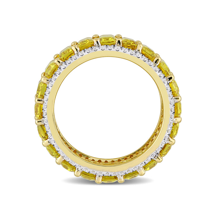 11.20 Carat (ctw) Yellow Sapphire Ring Band with Diamonds in 14K Yellow Gold Image 4