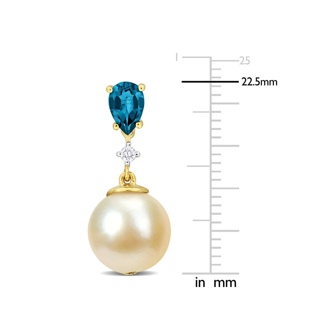 8.5-9mm Golden South Sea Pearl Drop Earrings in 14K Yellow Gold Image 4