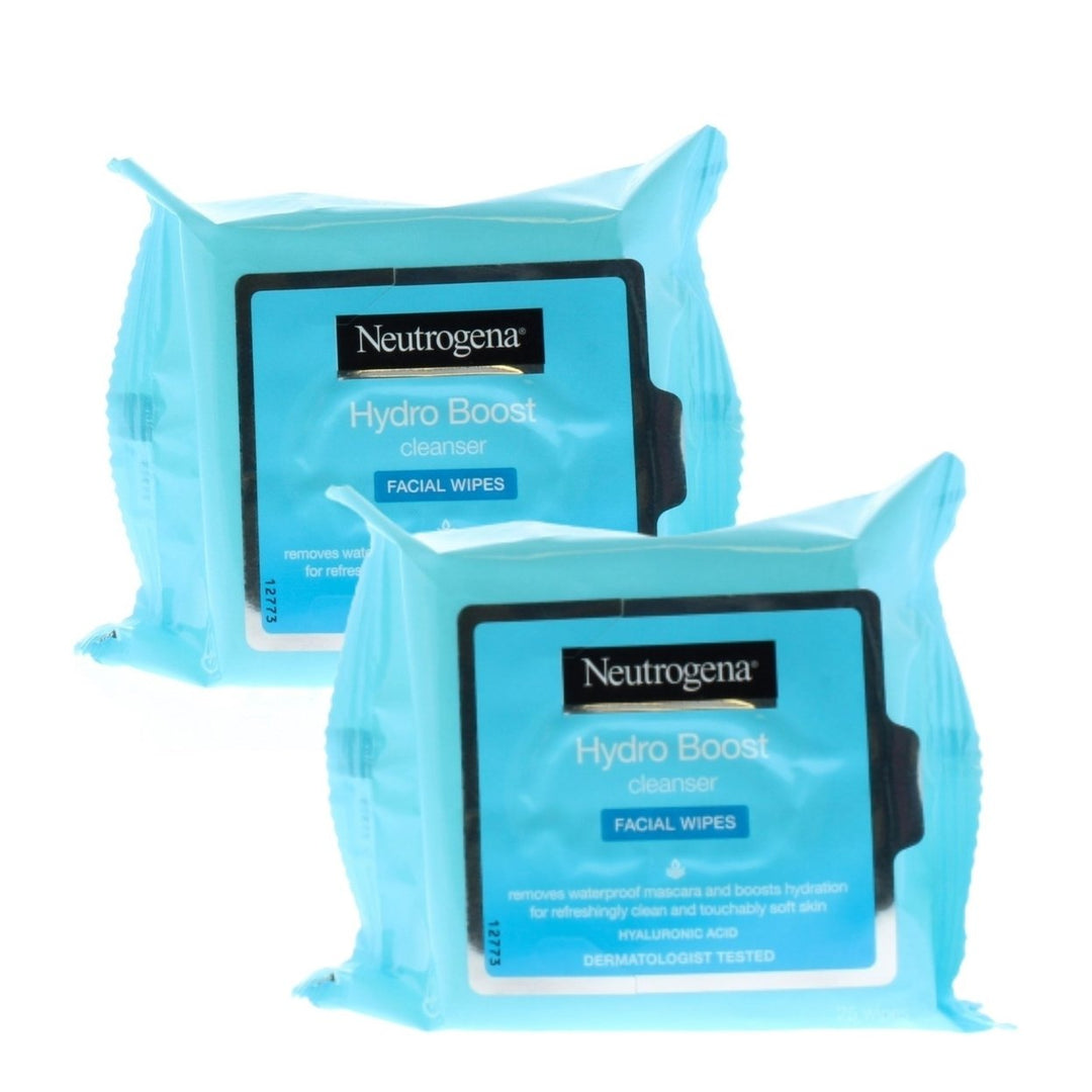 Neutrogena Hydro Boost Facial Wipes 50 Wipes Hyaluronic Acid Cleansing Towelettes Image 1