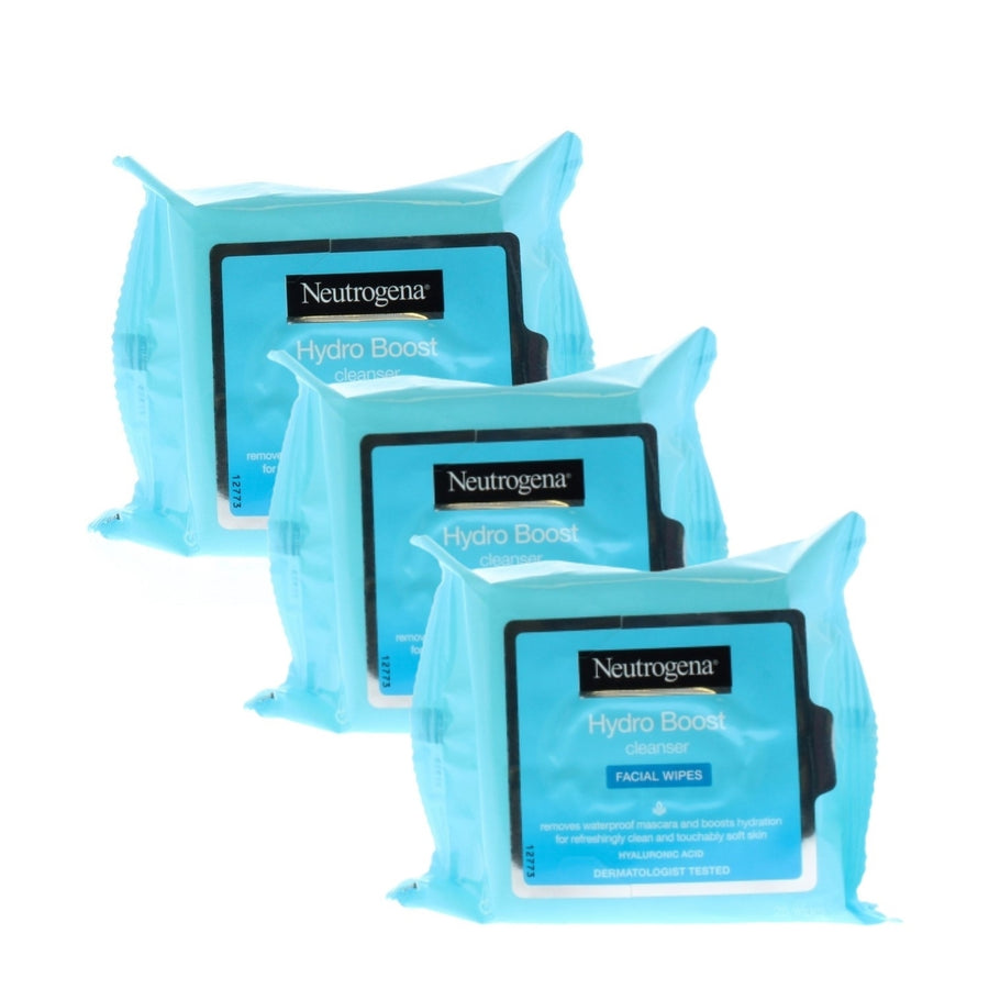 Neutrogena Hydro Boost Cleanser Facial Wipes (3 packs of 25 Wipes- Total 75 Wipes) Image 1