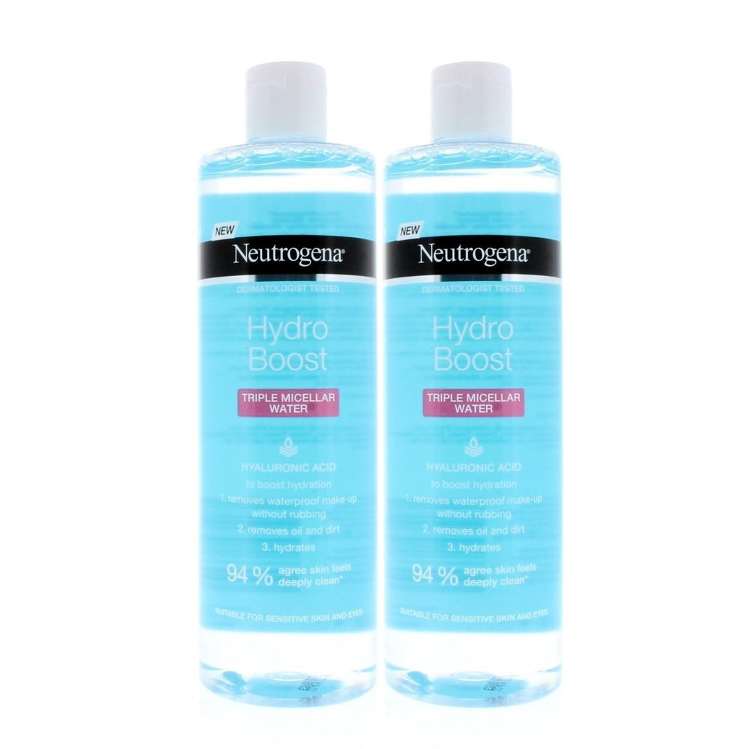 Neutrogena Hydro Boost Micellar Water 400ml 2 Pack Hyaluronic Acid Makeup Remover Image 1