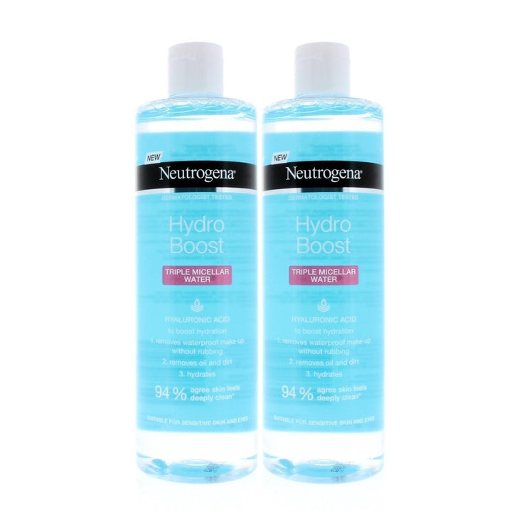 Neutrogena Hydro Boost Micellar Water 400ml 2 Pack Hyaluronic Acid Makeup Remover Image 1