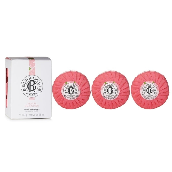 Roger and Gallet Fig Blossom Wellbeing Soaps Coffret 3x100g Image 1