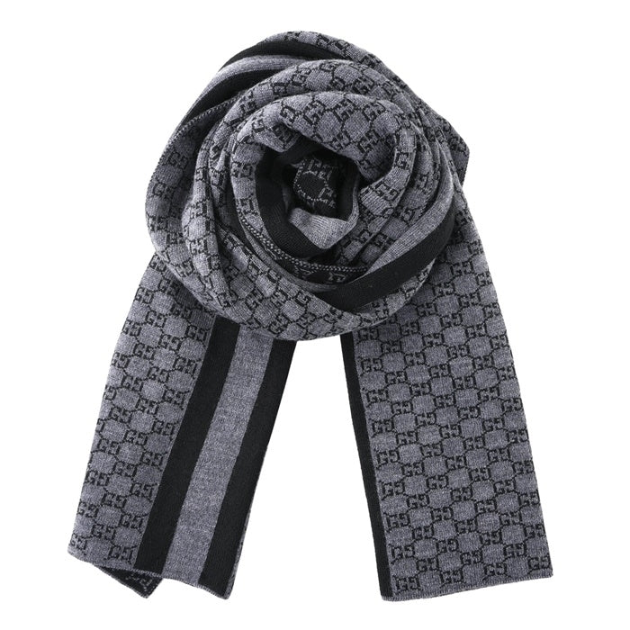 Gucci Wool Web Stripe GG Guccissima Scarf 438253 Black Image 1