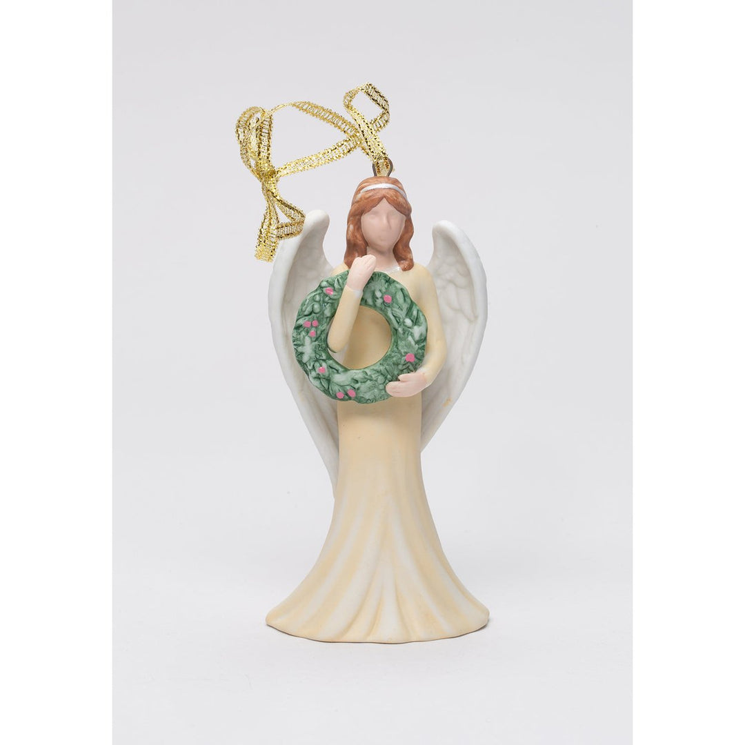 Ceramic Angel Ornament with Wreath 4 Inch  Mom Christmas Image 2