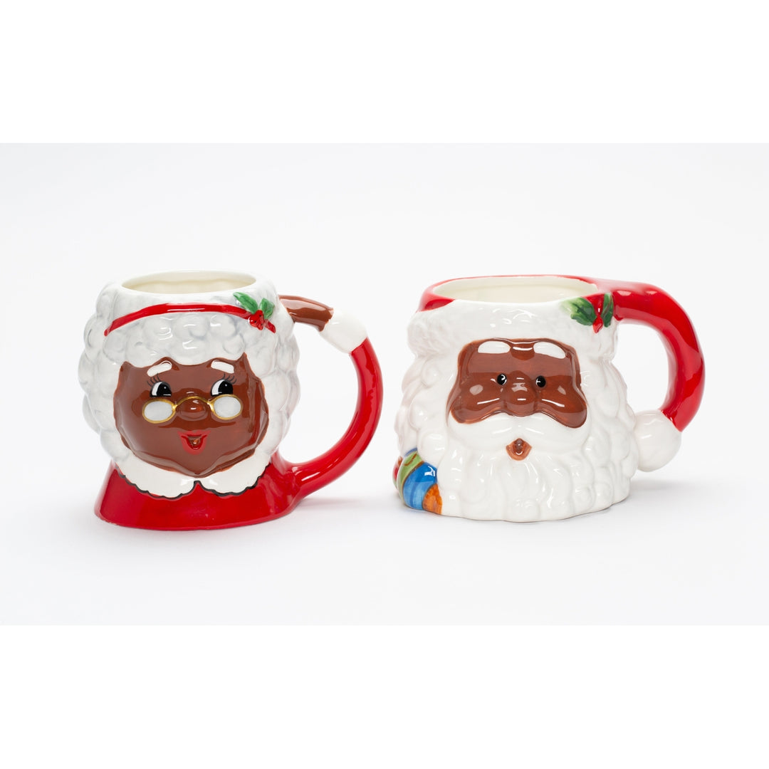 African American Santa and Mrs Claus Ceramic Mug Pair 16oz 14oz Image 3