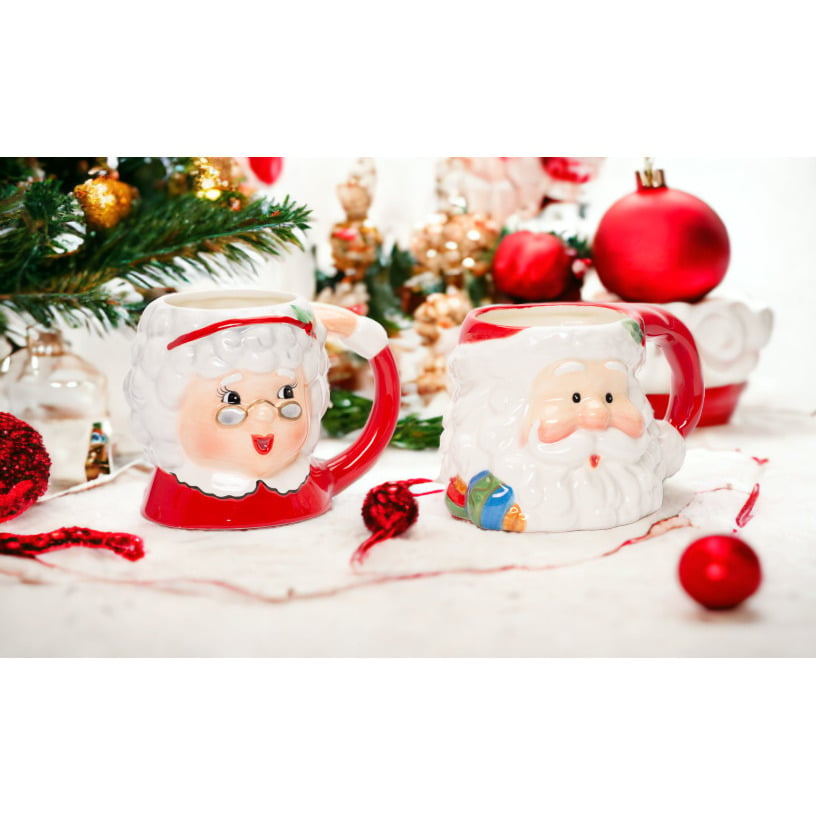 Ceramic Santa Claus Mrs Claus Mugs Set 14oz 16oz Christmas Gift Image 1