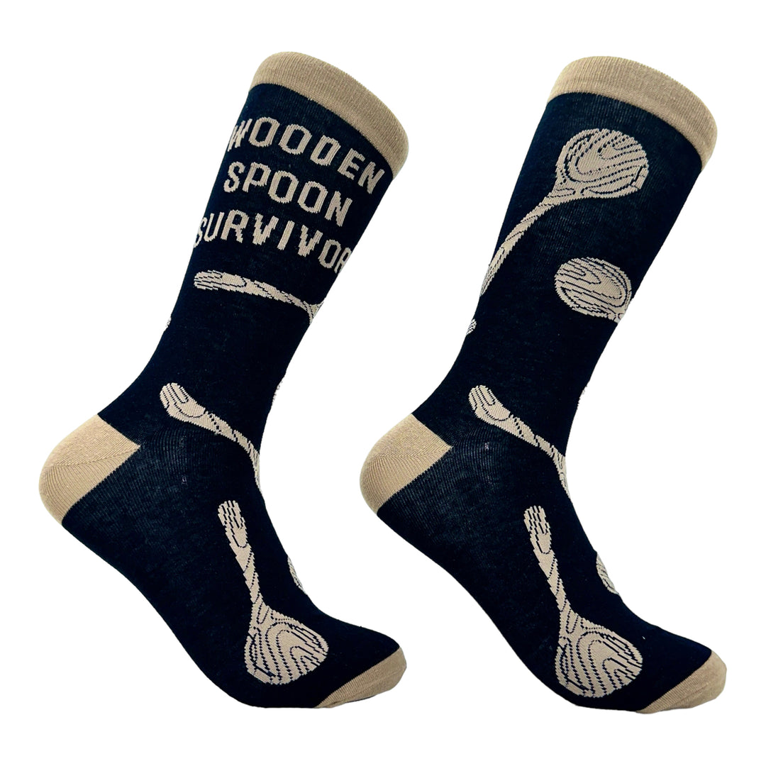 Mens Wooden Spoon Survivor Socks Funny Parenting Punishment Joke Footwear Image 1