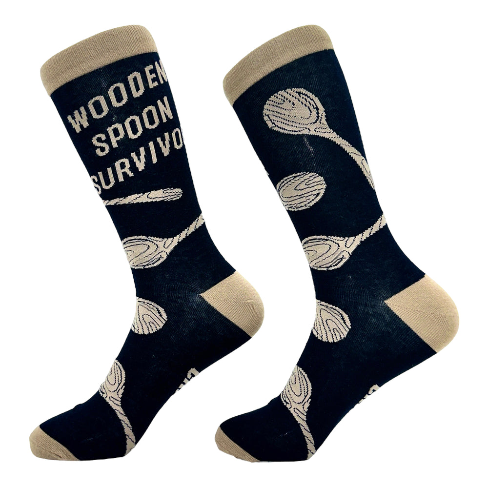 Mens Wooden Spoon Survivor Socks Funny Parenting Punishment Joke Footwear Image 2