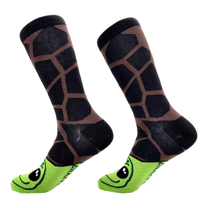 Mens Tortoise Socks Funny Cute Reptile Face Shell Novelty Footwear Image 2