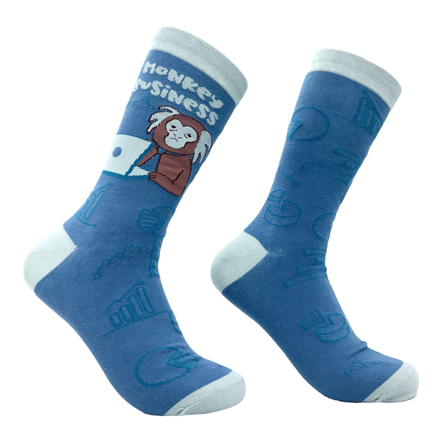 Mens Monkey Business Socks Funny Ape Office Work Employee Joke Footwear Image 1