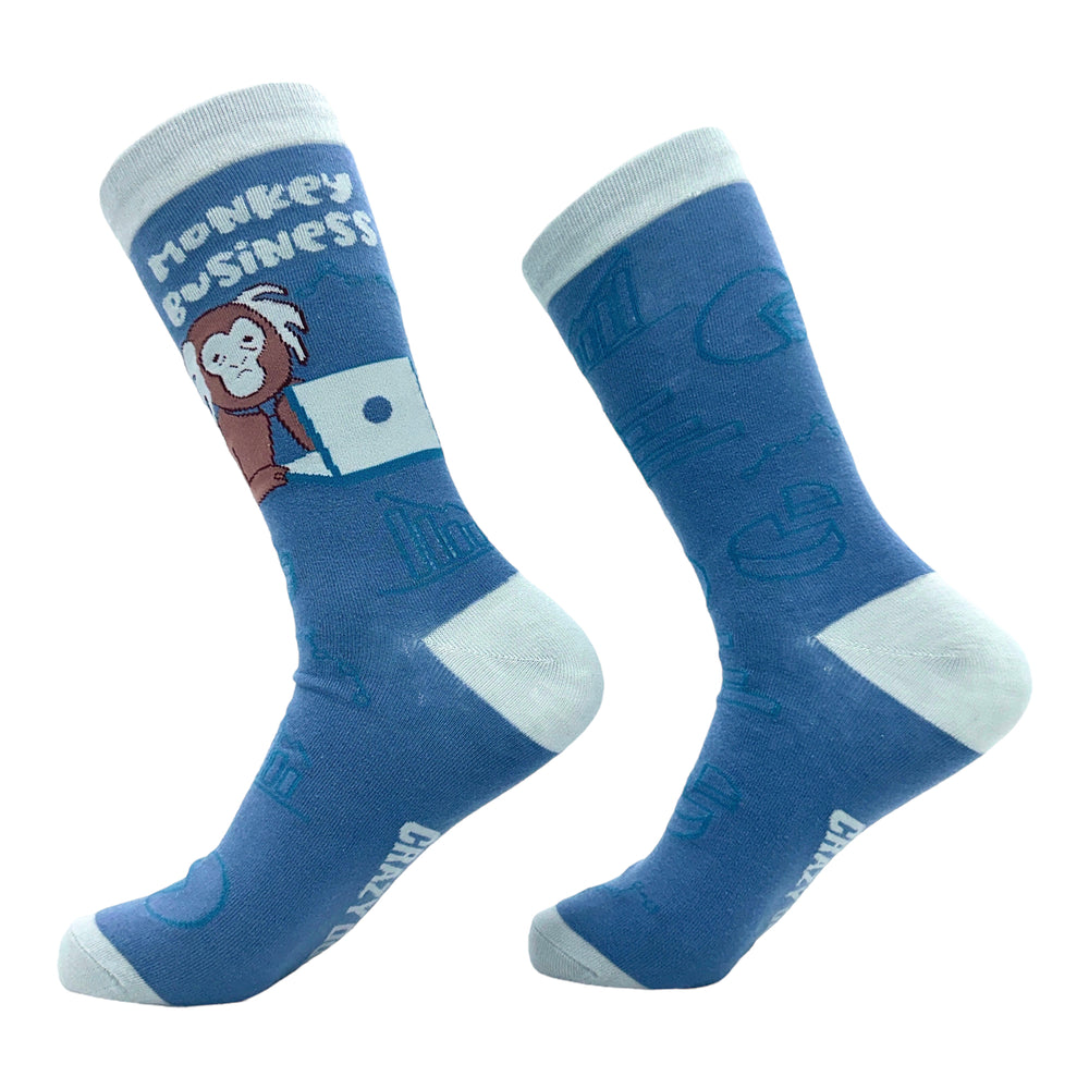 Mens Monkey Business Socks Funny Ape Office Work Employee Joke Footwear Image 2