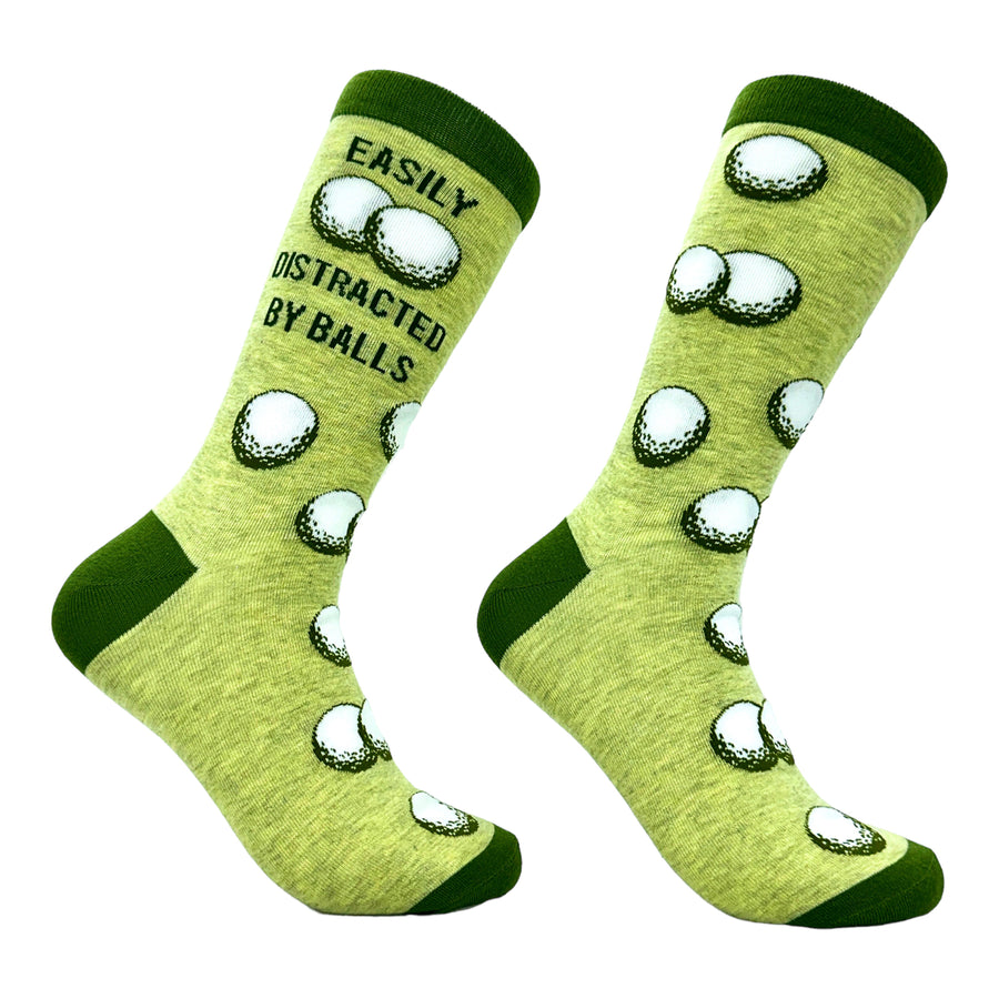 Mens Easily Distracted By Balls Socks Funny Golf Ball Putt Novelty Footwear Image 1