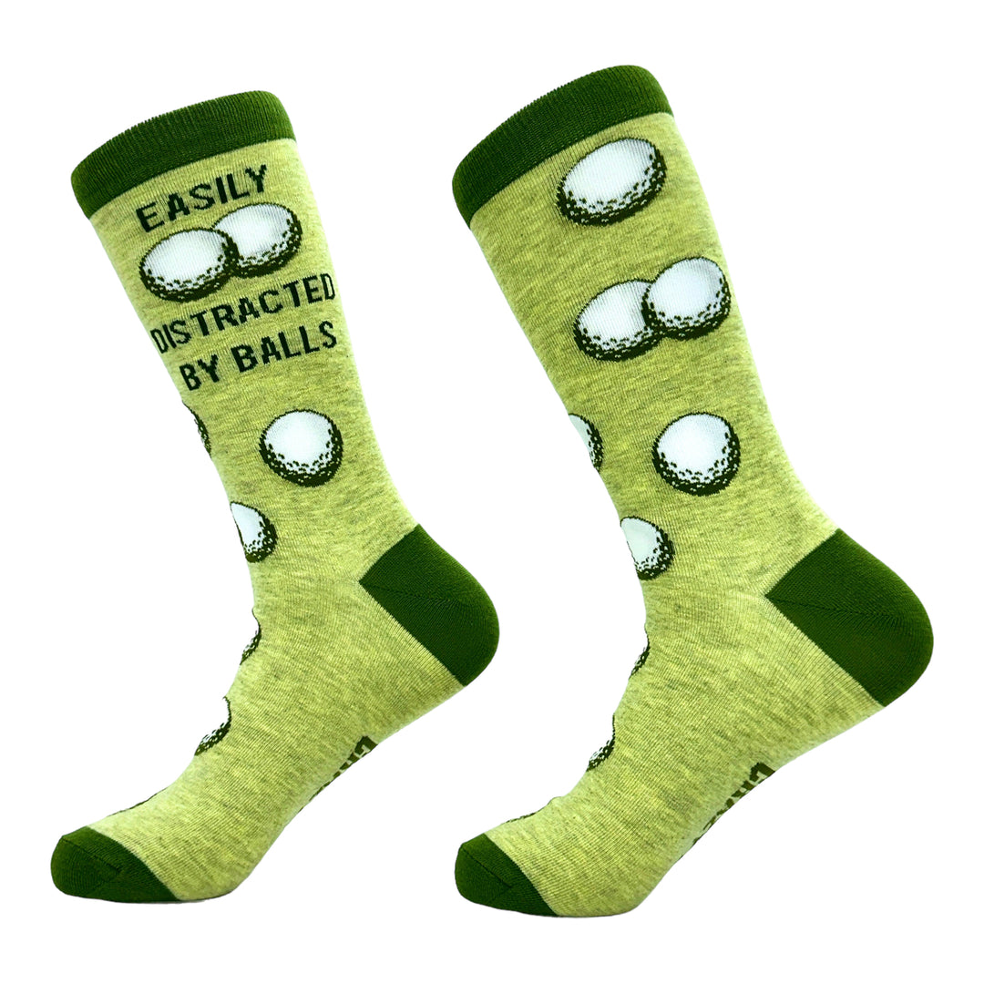 Mens Easily Distracted By Balls Socks Funny Golf Ball Putt Novelty Footwear Image 2