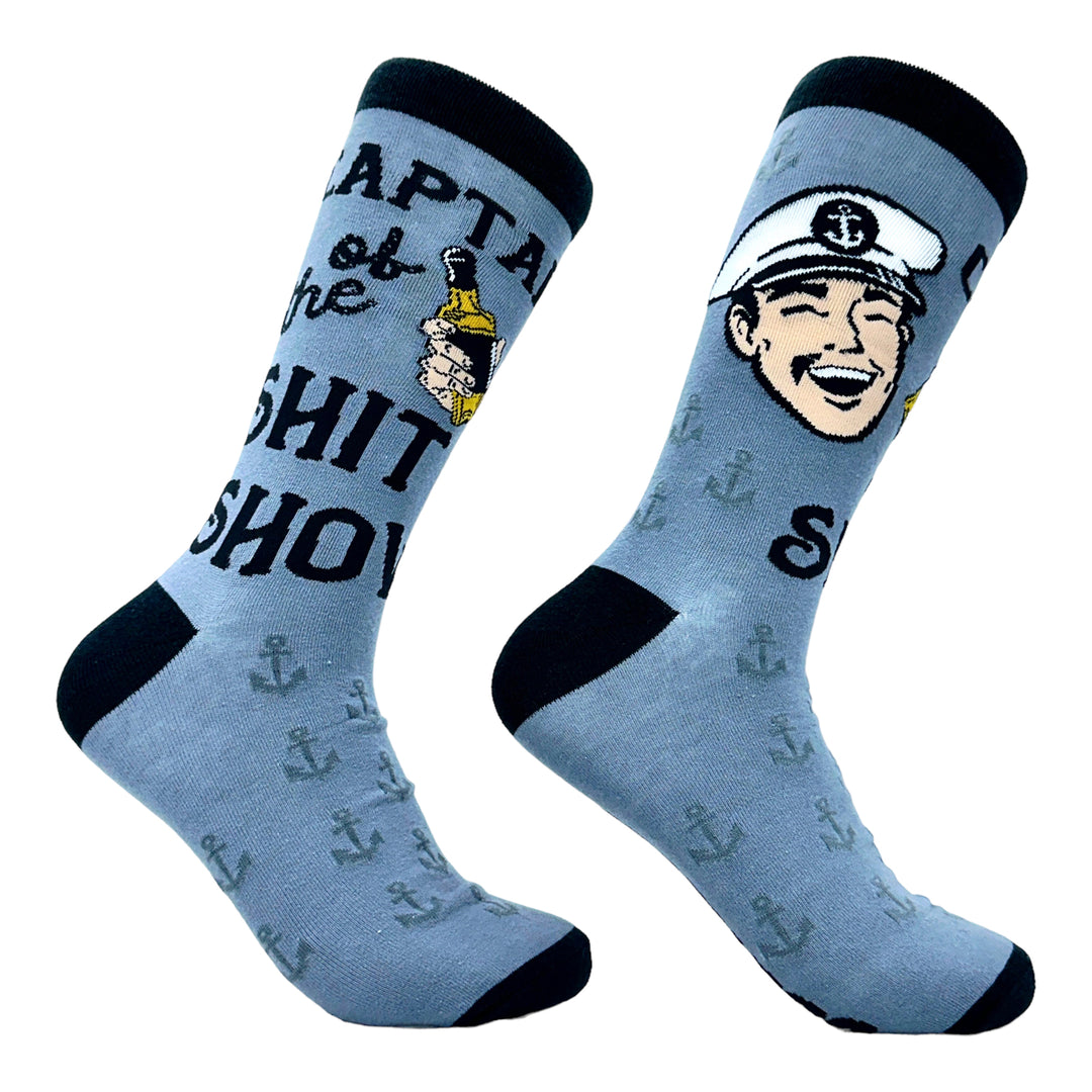 Mens Captain Of The **** Show Socks Funny Crazy Partying Drinking Novelty Footwear Image 1