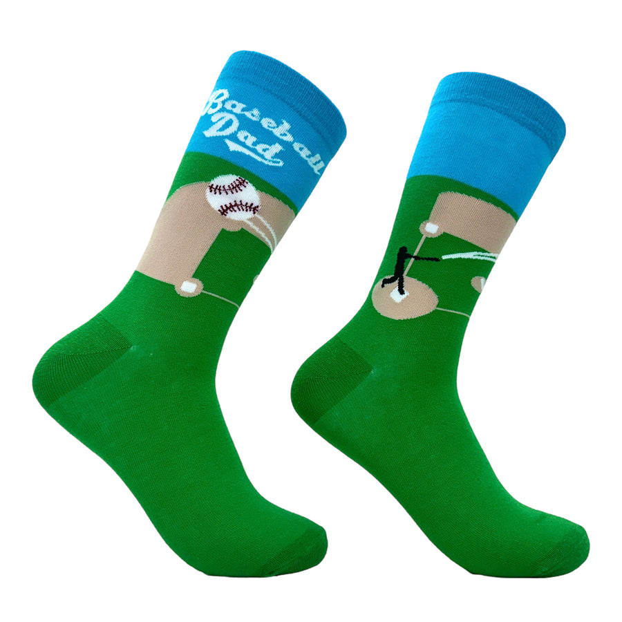 Mens Baseball Dad Socks Funny Cool Fathers Day Gift Base Ball Lovers Novelty Footwear Image 1