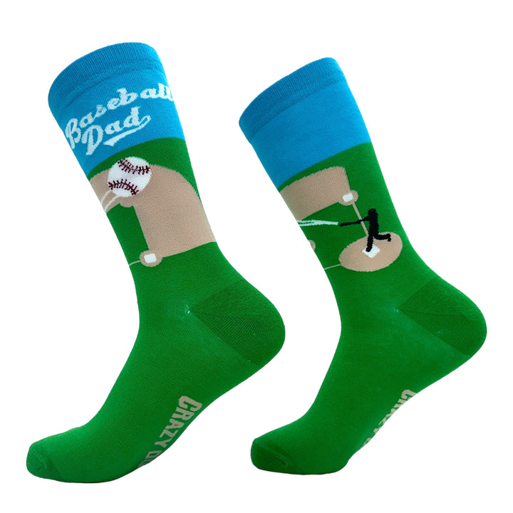 Mens Baseball Dad Socks Funny Cool Fathers Day Gift Base Ball Lovers Novelty Footwear Image 2