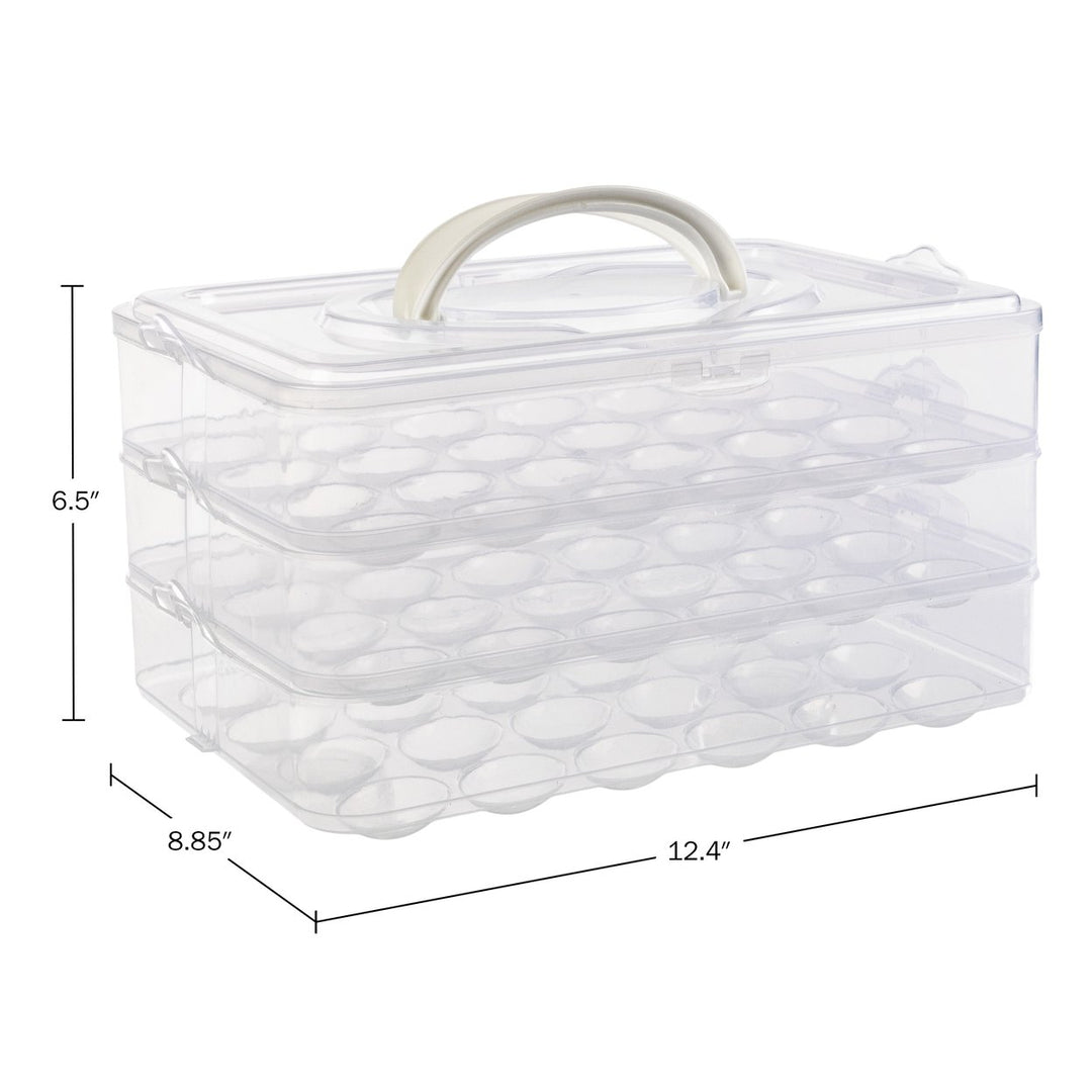 Large Capacity Egg Container Clear PP Plastic Refrigerator Holder with Lid and Handle Image 2