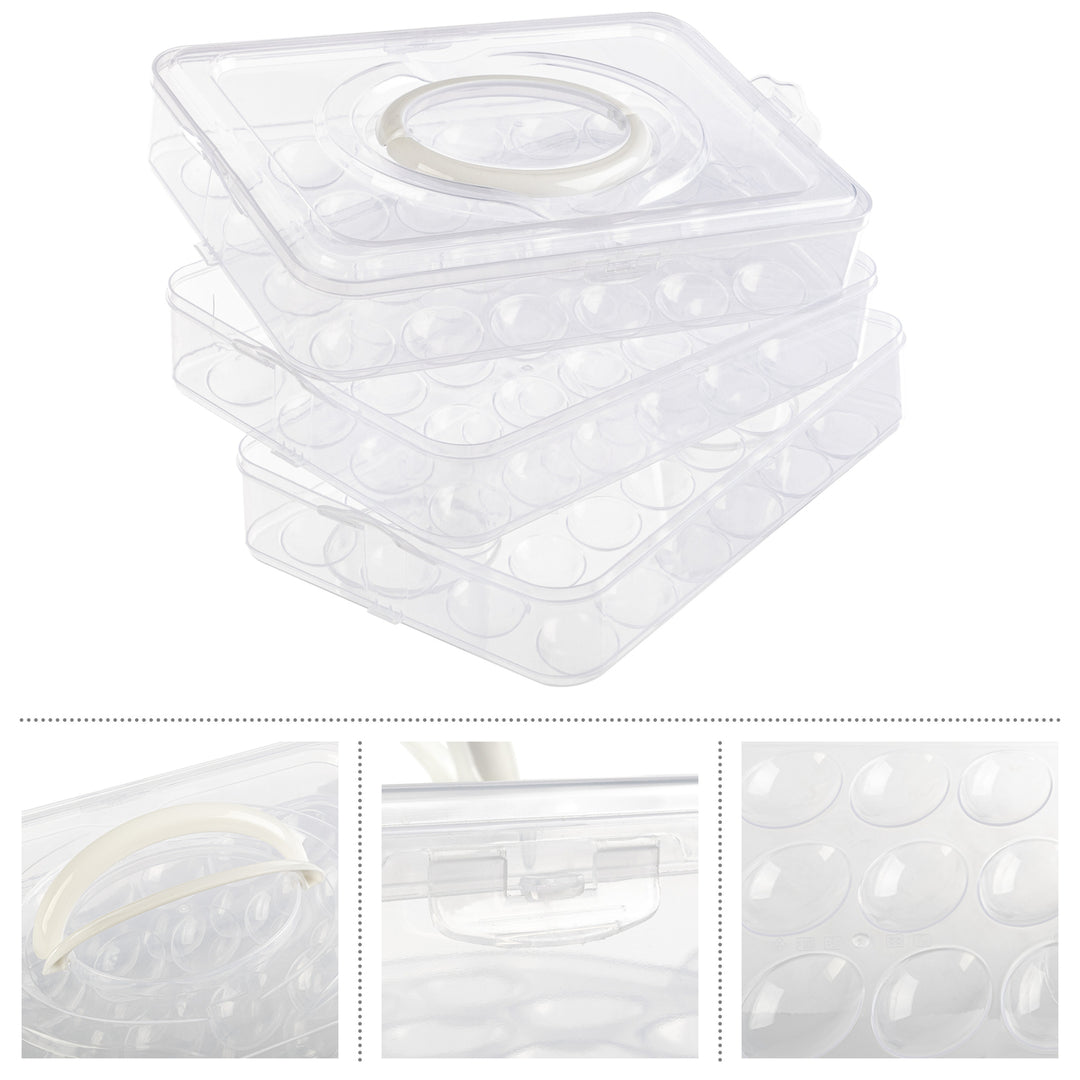 Large Capacity Egg Container Clear PP Plastic Refrigerator Holder with Lid and Handle Image 3