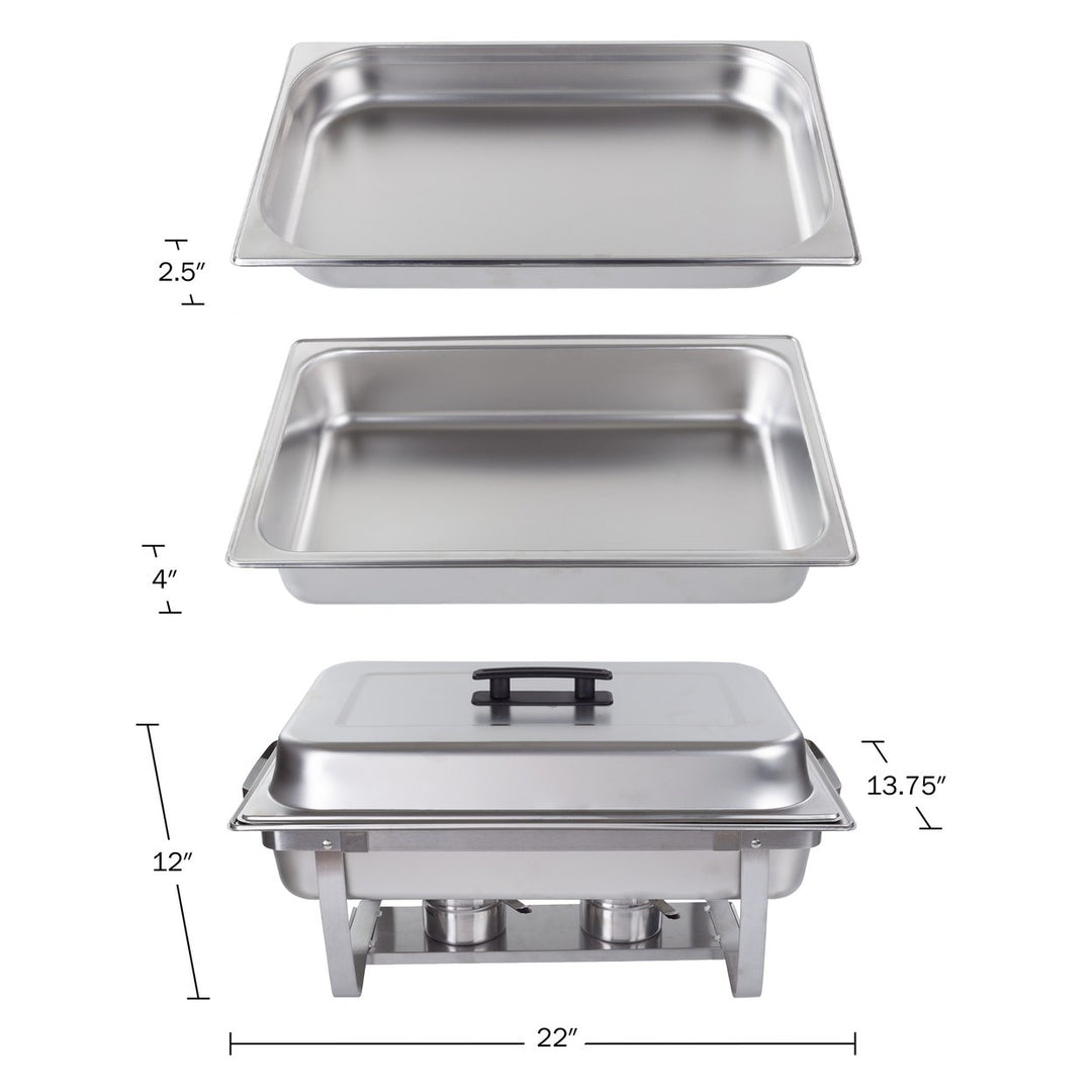 9 QT Stainless Steel Chafing Dish Buffet Set Food Warmers 6 Piece for Parties Image 2